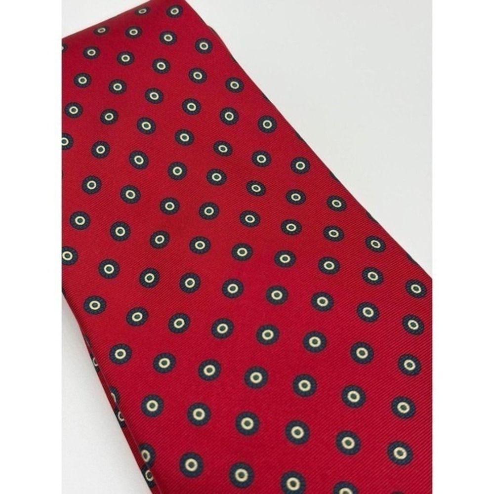Stafford, 100% Silk, Geometric Pattern, Red/Navy Necktie, Men, Pre-Owned